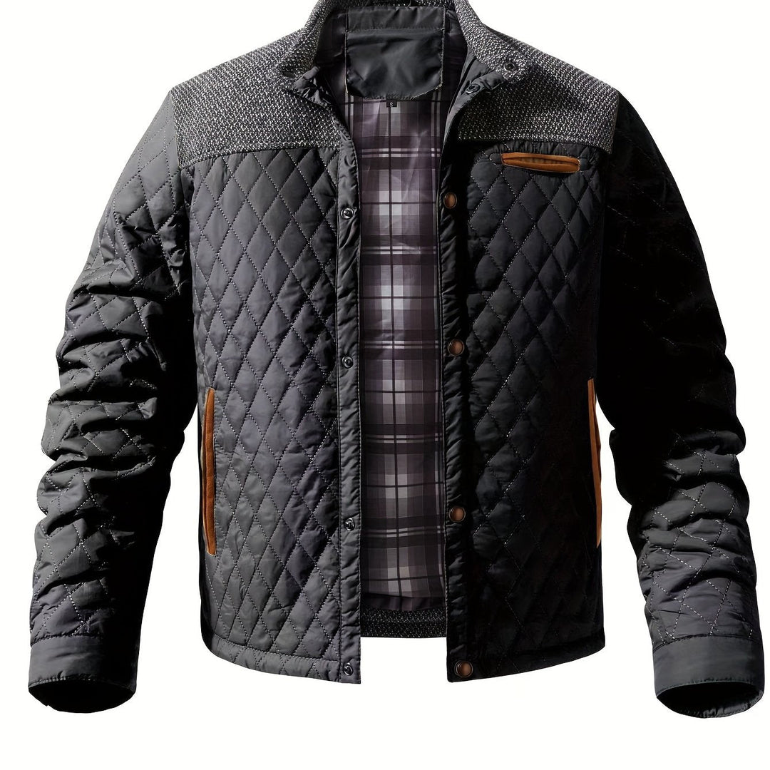 Quilted Stand-Collar Jacket for Men, Plus Size