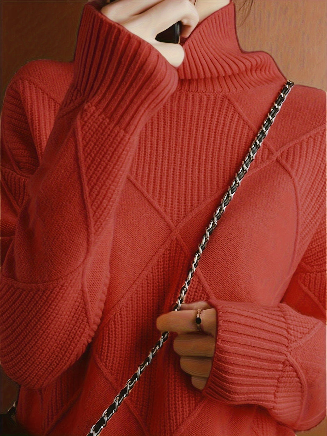 Turtleneck Sweater for Women, Textured Style