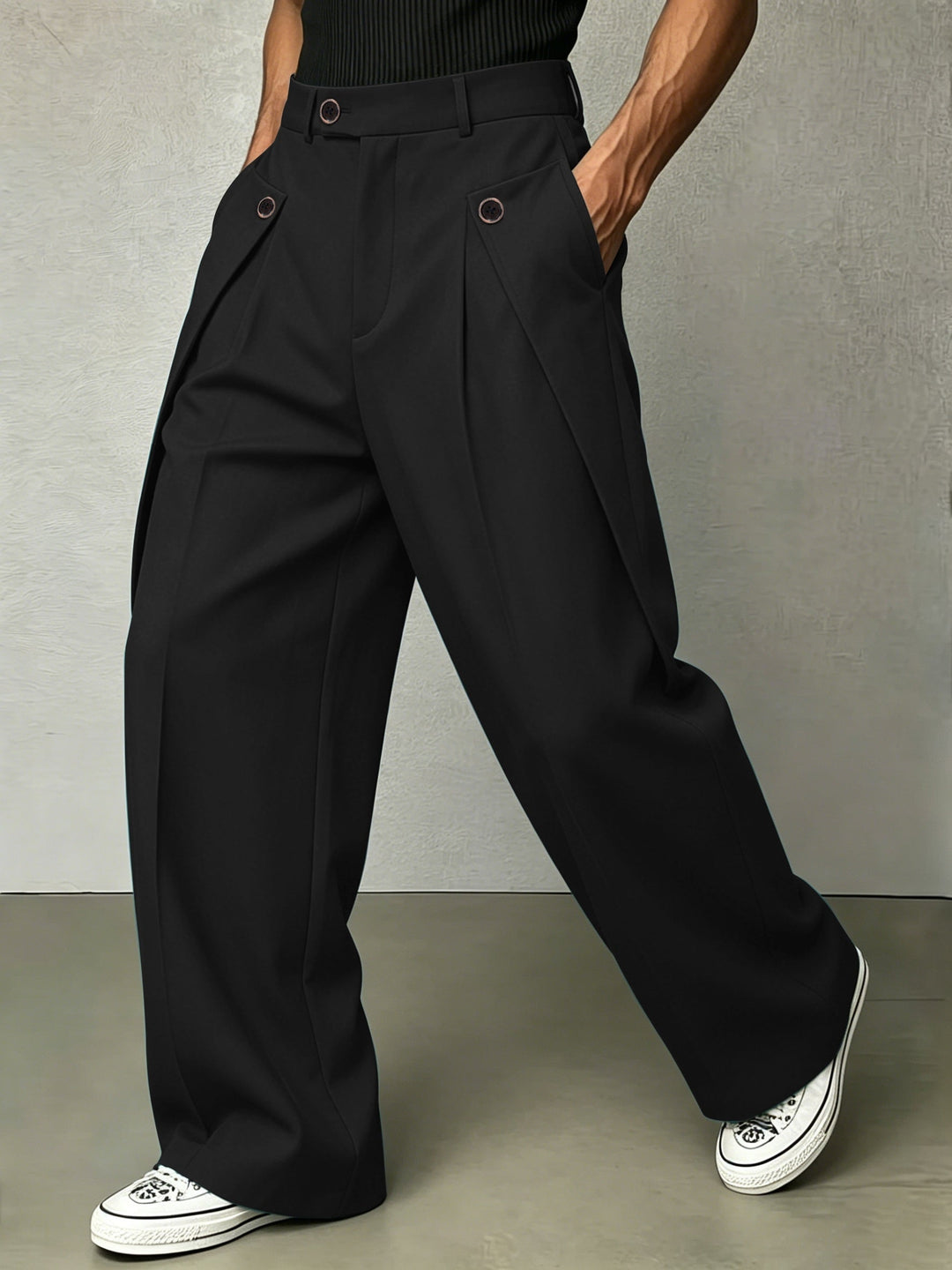 Pleated Wide-Leg Trousers for Men
