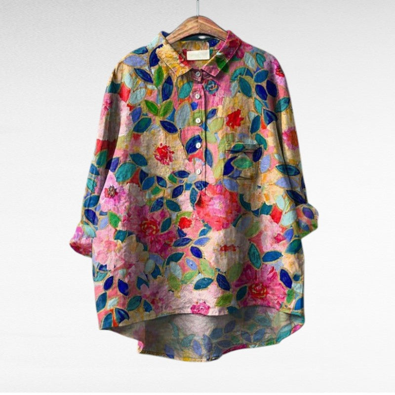 Stylish Multicolor Floral Blouse for Women, Plus Size