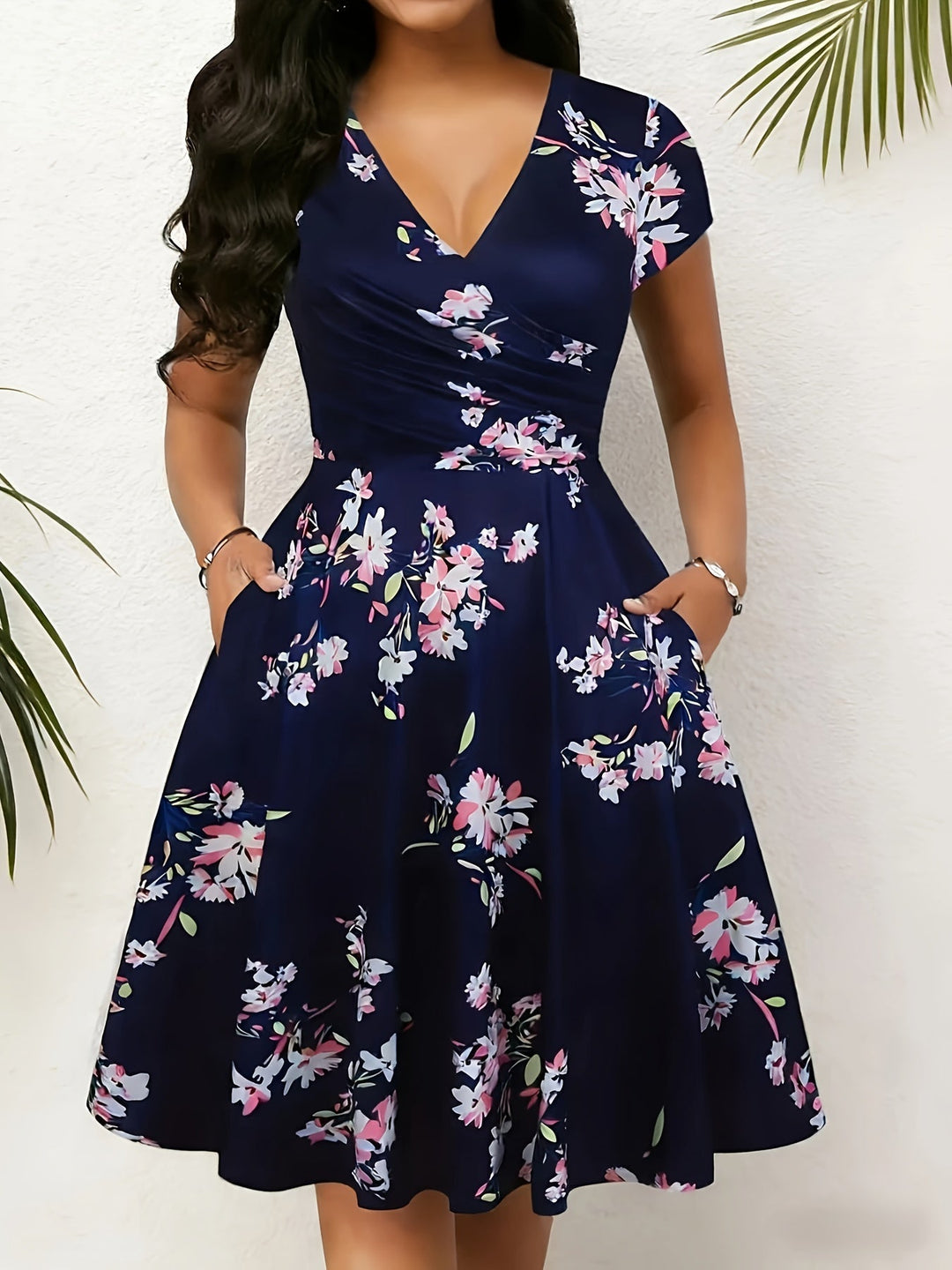 Women's Floral A-Line Pocket Dress
