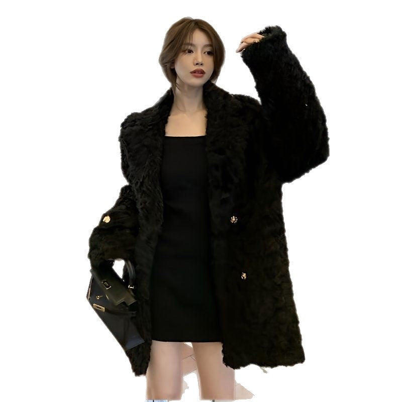 Women's Winter Coat – Black, White