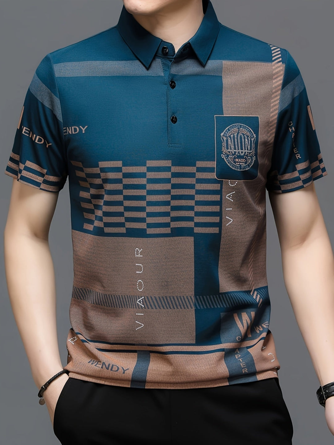 Colorblock Polo Shirt for Men, Refined Style