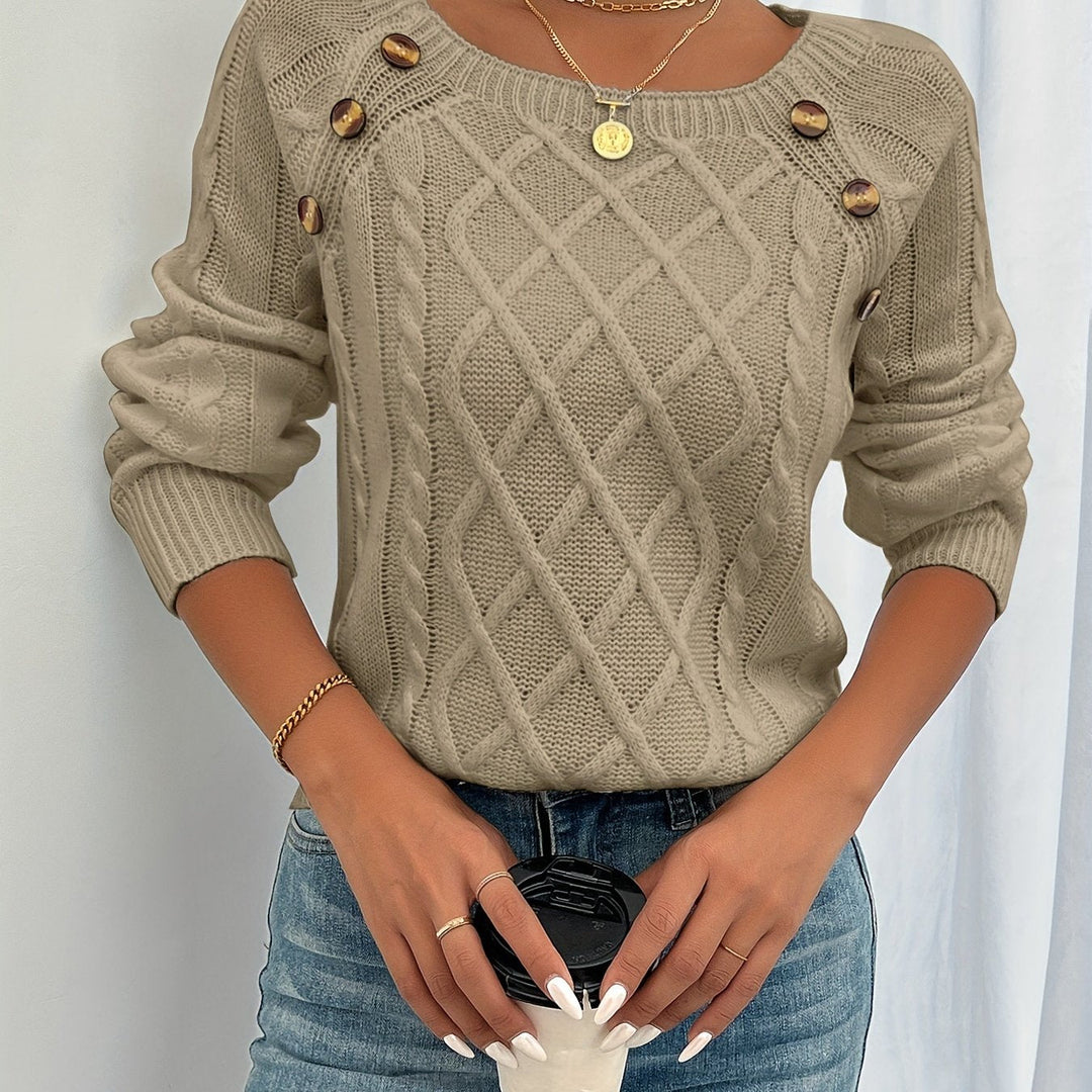Ladies Textured Button Sweater