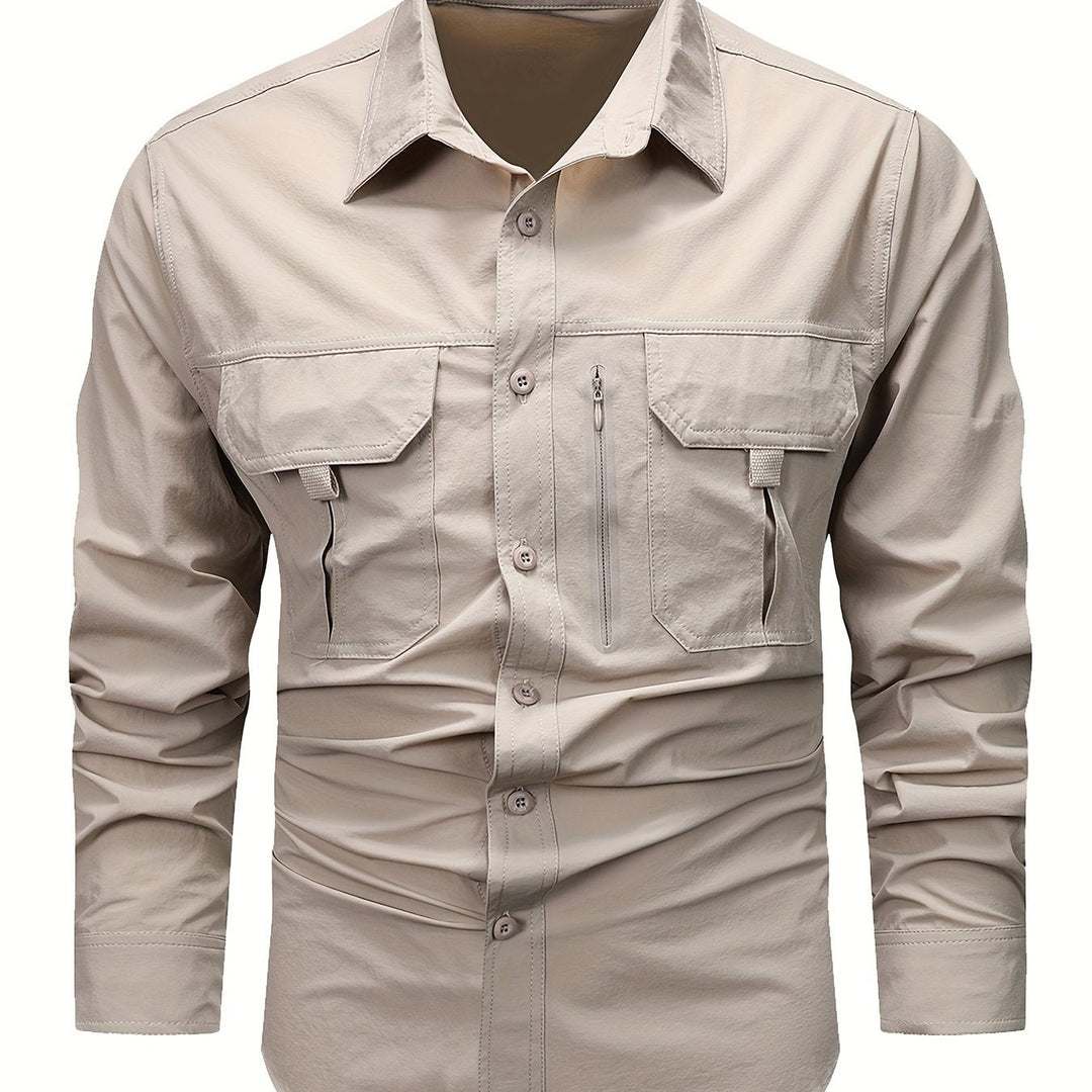 Multi-Pocket Cargo Shirt for Men, Rugged Style