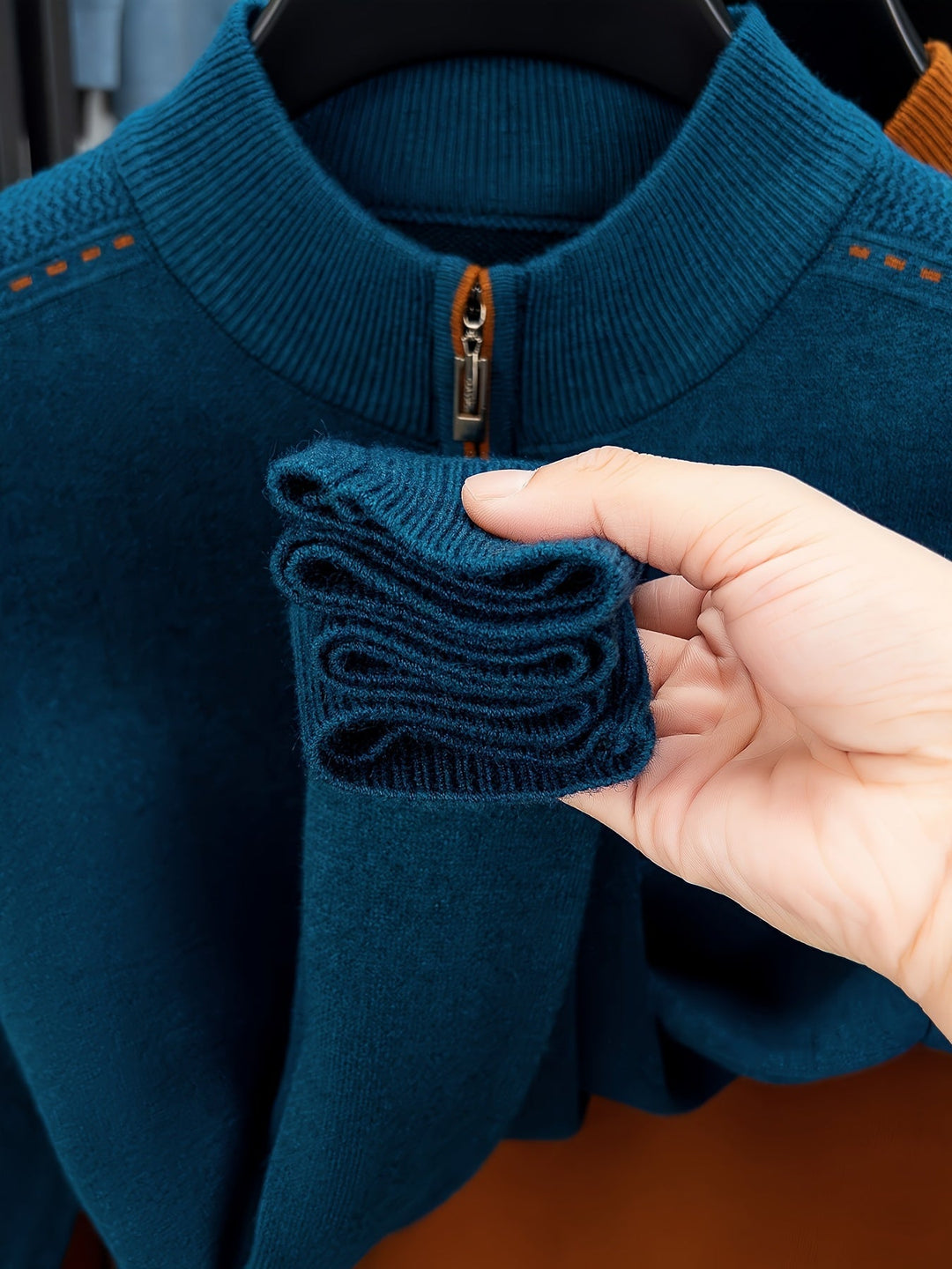 Half-Zip Mock Neck Sweater for Men