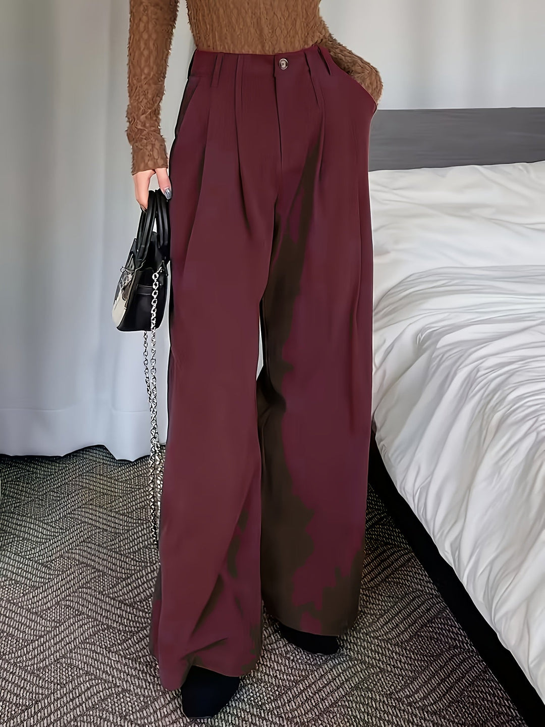 Pleated Wide-Leg Trousers for Women