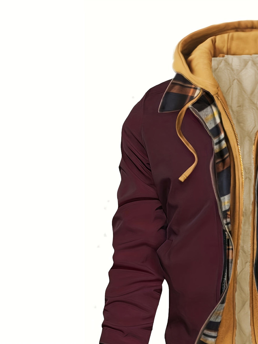 Hooded Warm-Lined Zip Jacket for Men, Plus Size