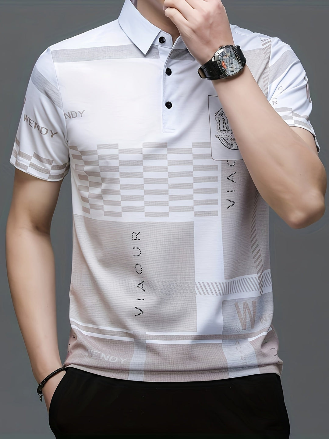 Colorblock Polo Shirt for Men, Refined Style