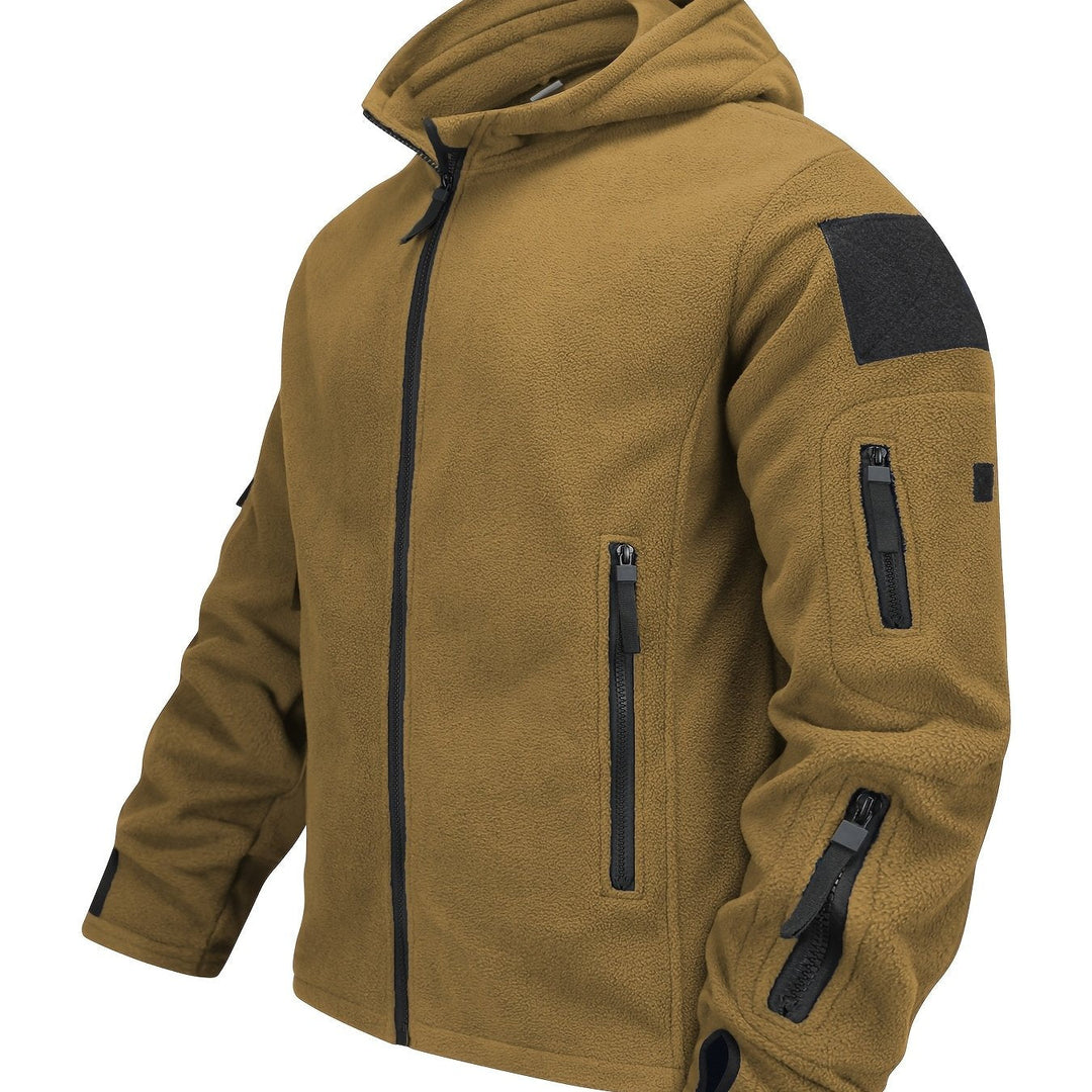 Rugged Hooded Zip Jacket for Men, Plus Size