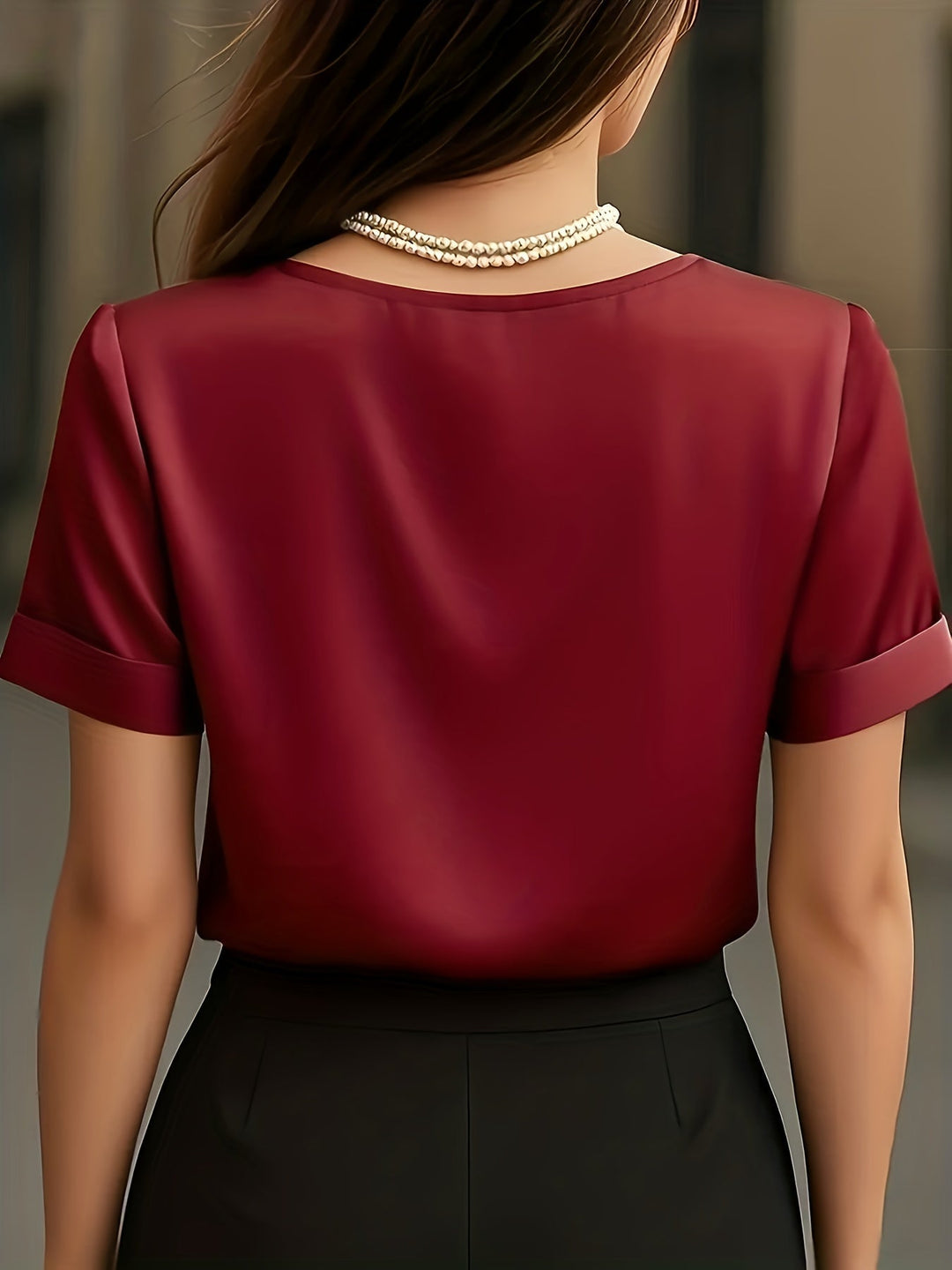 Draped V-Neck Blouse for Women