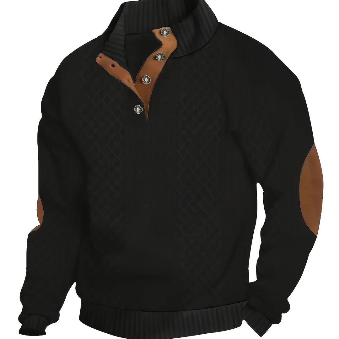 Stand Collar Button Henley Sweater for Men, Plus Size