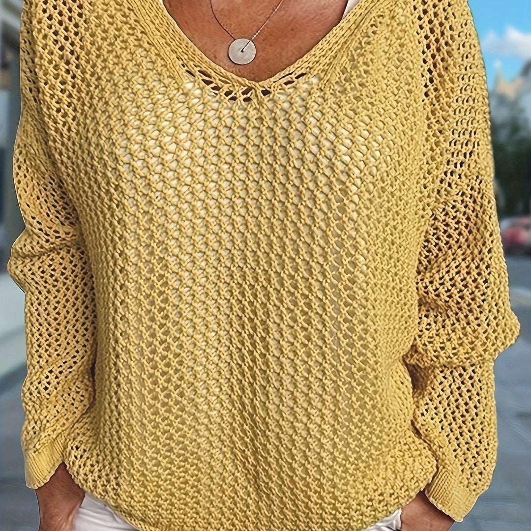 Open-Knit Hooded Sweater for Women, Relaxed Style