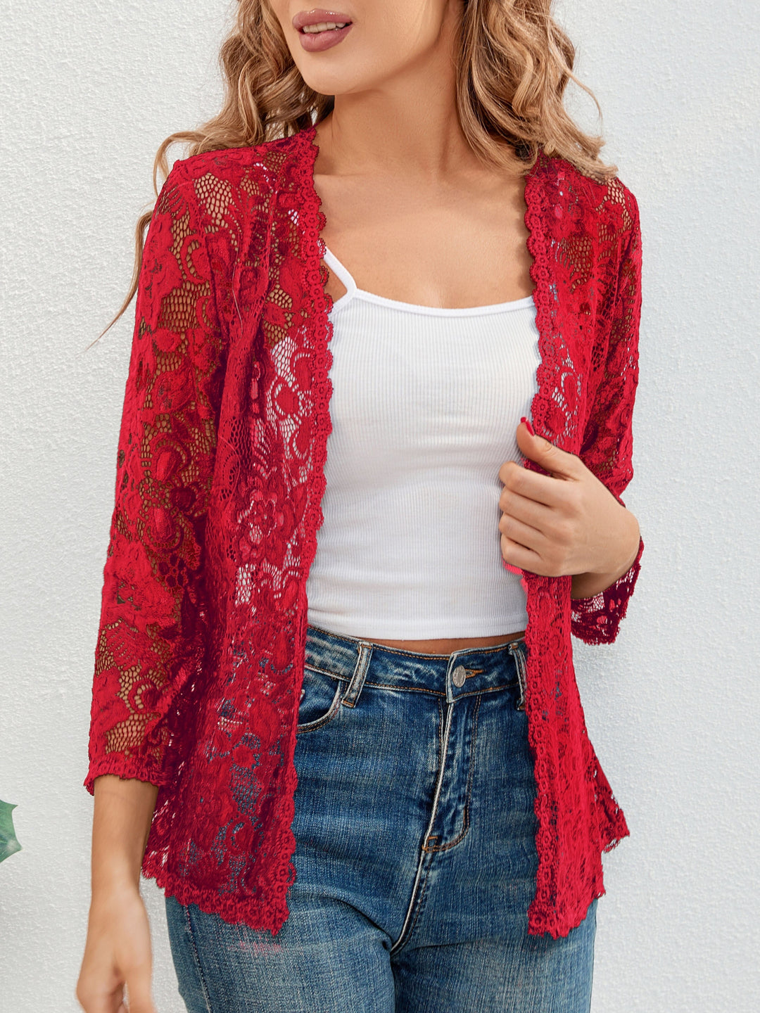 Floral Openwork Cardigan for Women