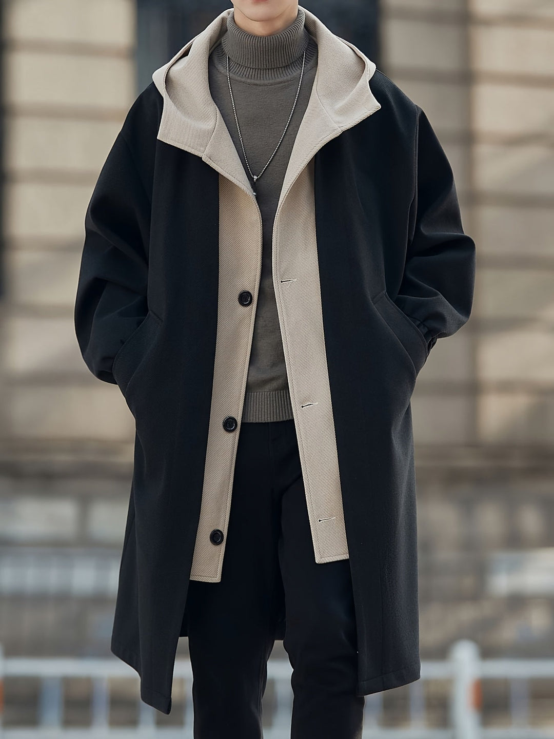 Hooded Longline Coat, Men's Refined Fit