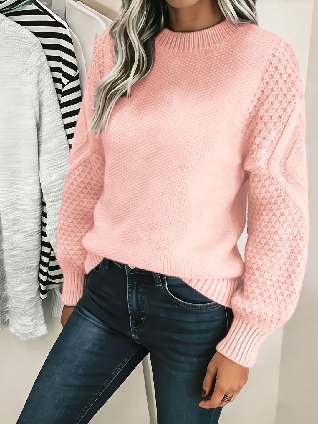 Cozy Lantern-Sleeve Sweater for Women, Plus Size