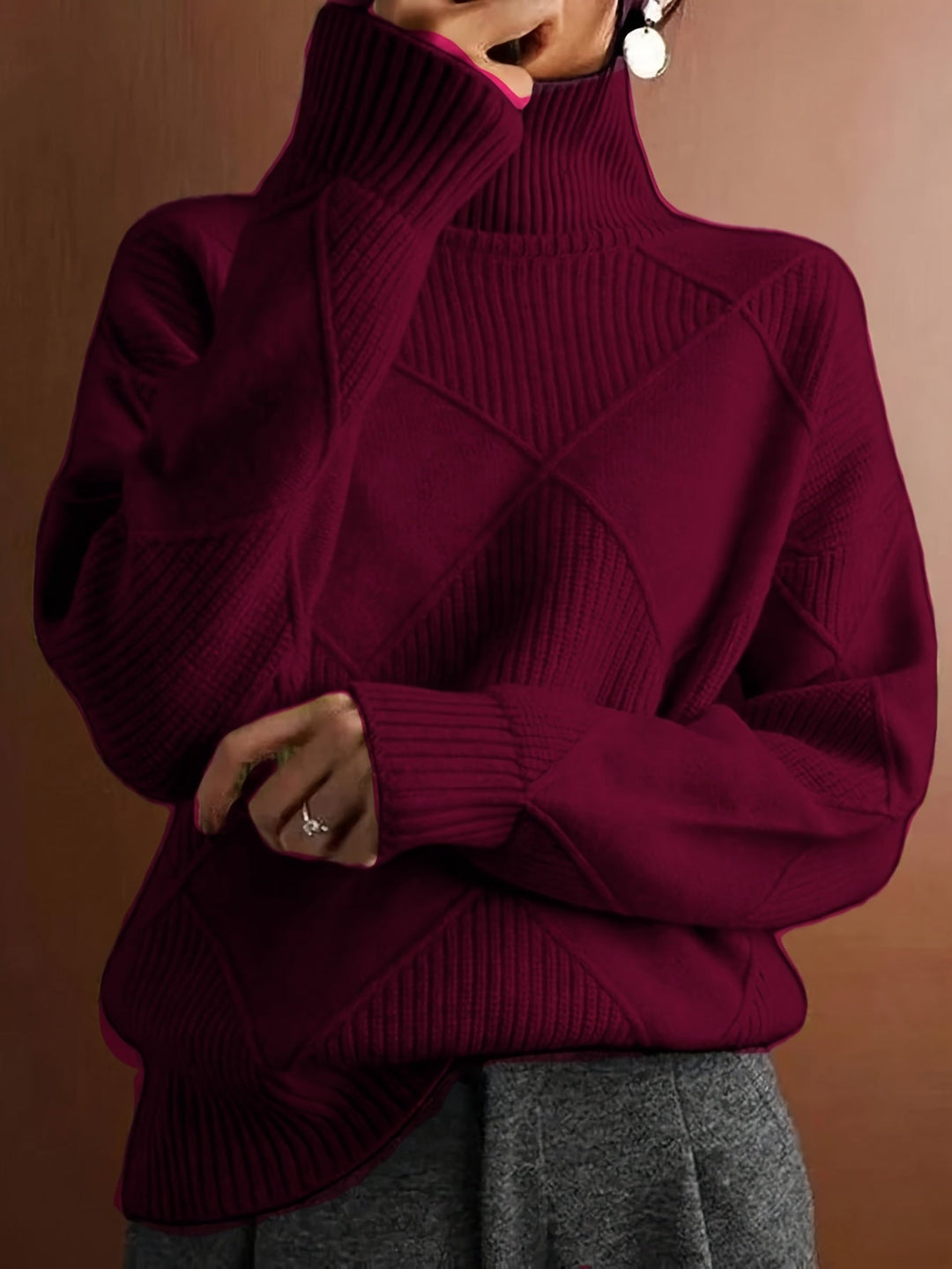 Turtleneck Sweater for Women, Textured Style