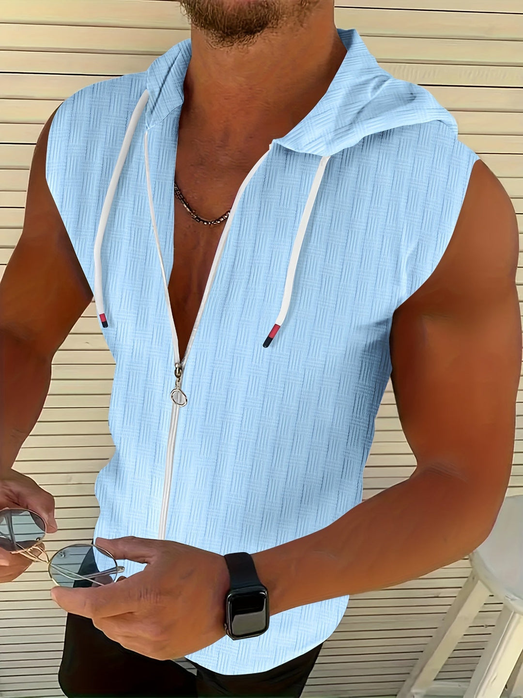 Hooded Zip Tank Top for Men