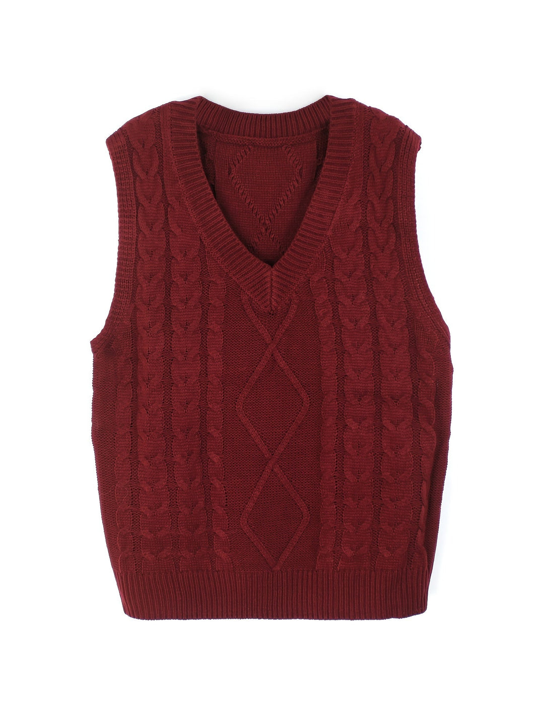 Ladies Cozy Cable-Knit V-Neck Sweater Vest