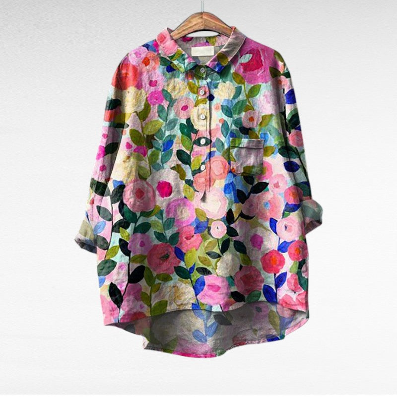 Stylish Multicolor Floral Blouse for Women, Plus Size