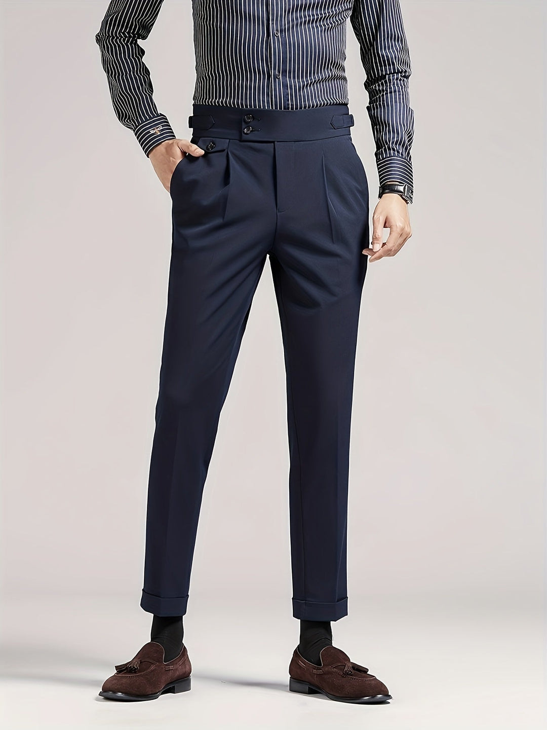 Tailored Single-Pleat Trousers for Men