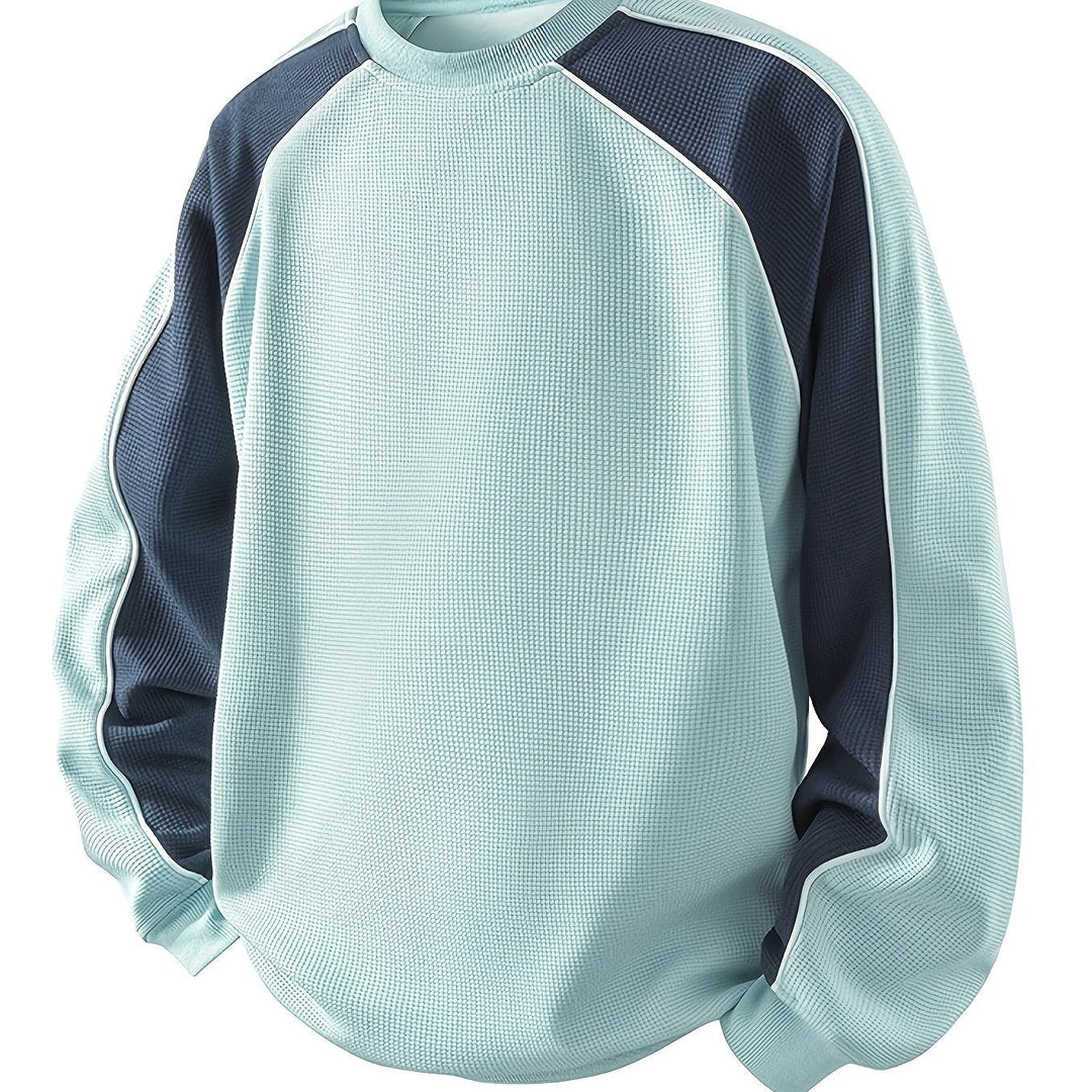 Color-Block Round Neck Sweatshirt for Men