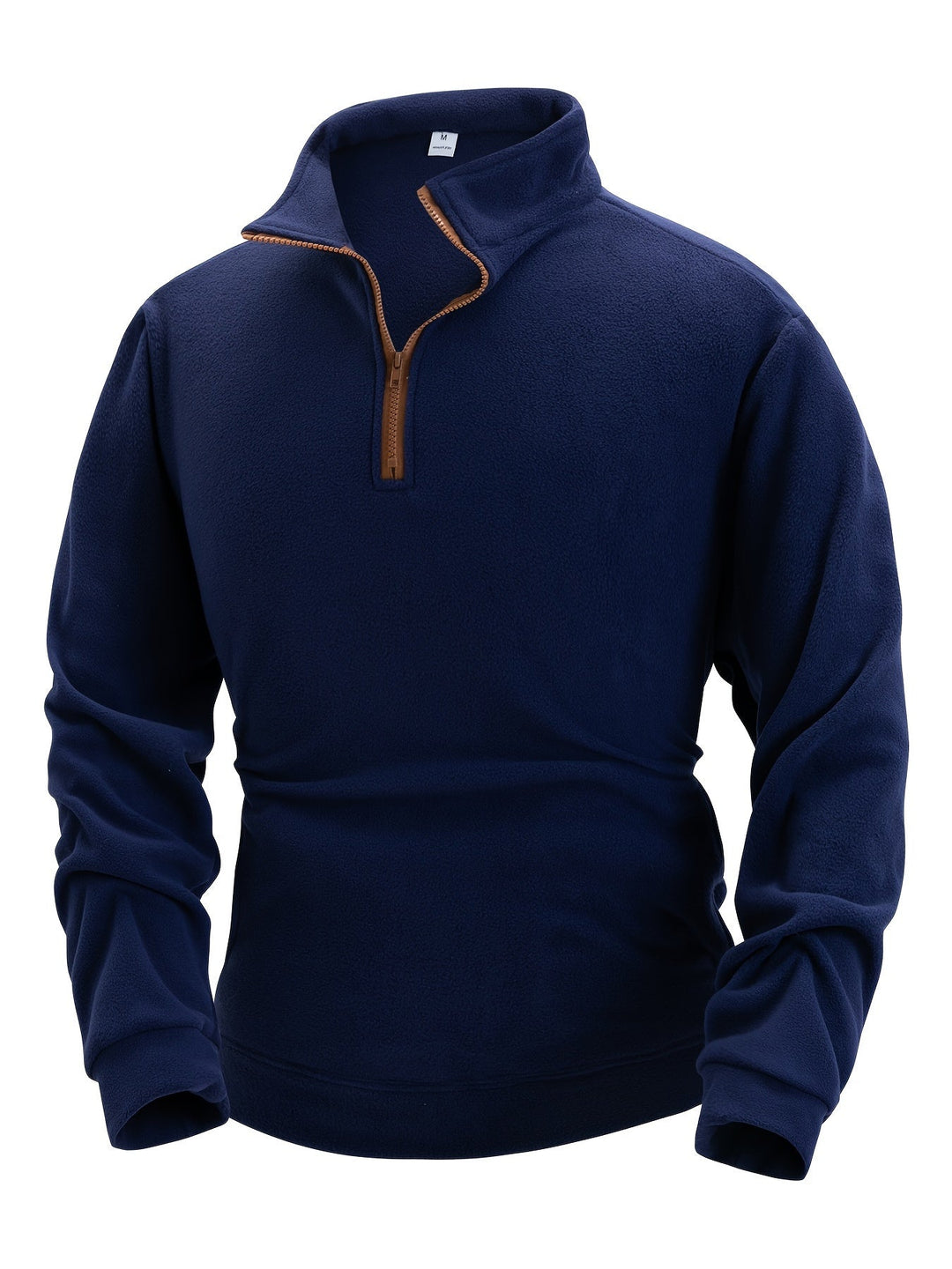 Navy Stand-Collar Half-Zip Pullover for Men