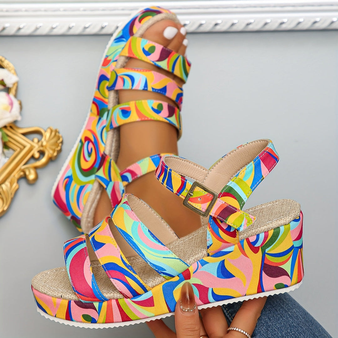 Strappy Platform Wedge Sandals for Women, Elegant Style