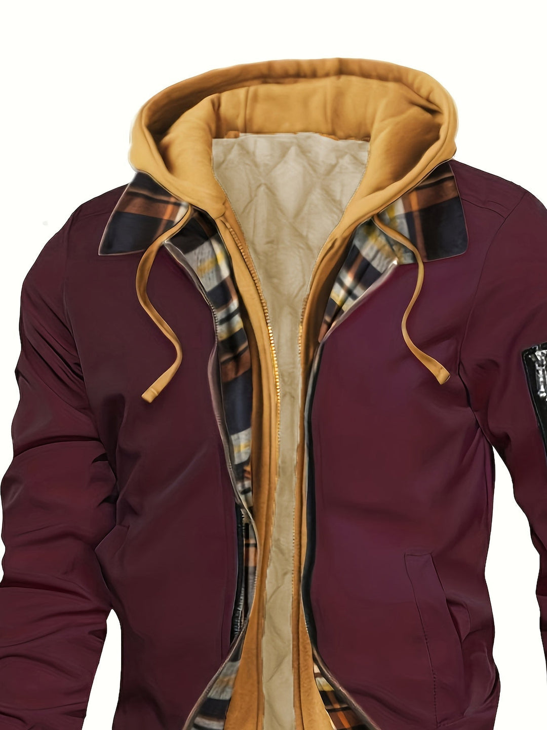 Hooded Warm-Lined Zip Jacket for Men, Plus Size
