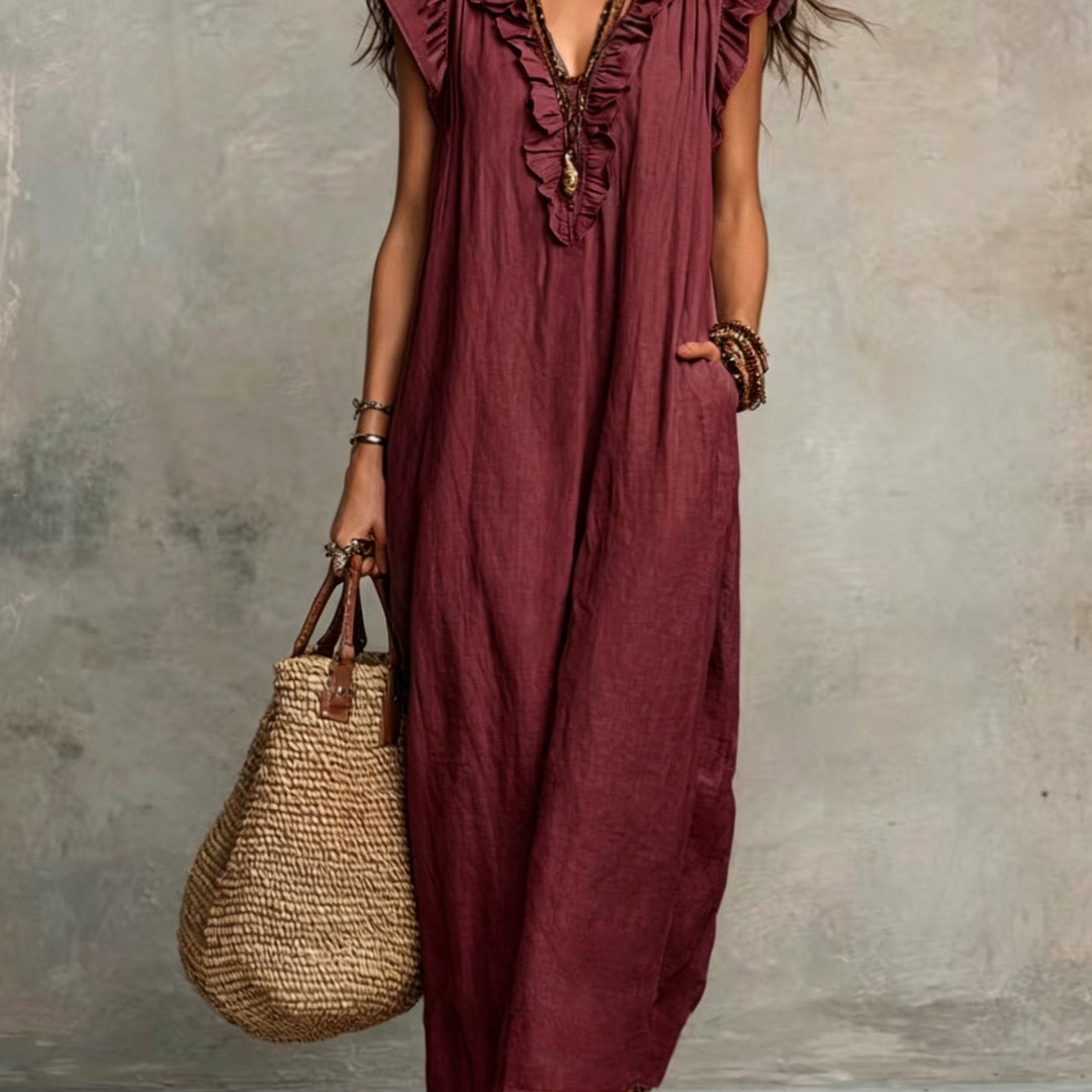 Women's Ruffled Bohemian Maxi Dress