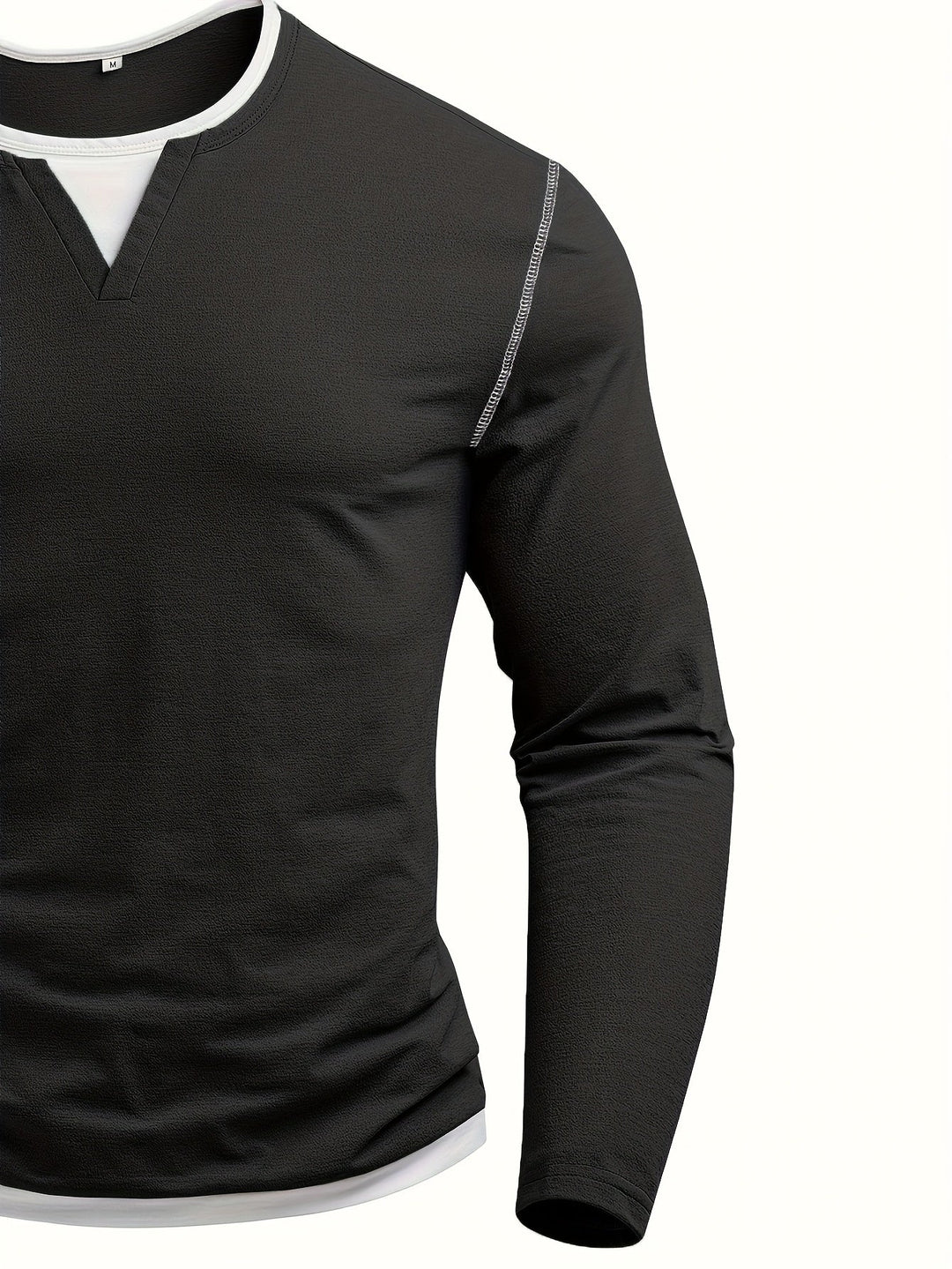 Refined Notch-Neck Henley Shirt for Men, Plus Size