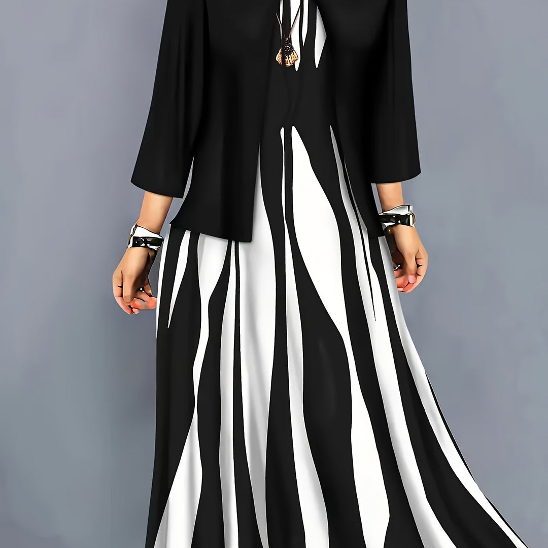 Two-Piece Elegant Dress Set for Women, Plus Size