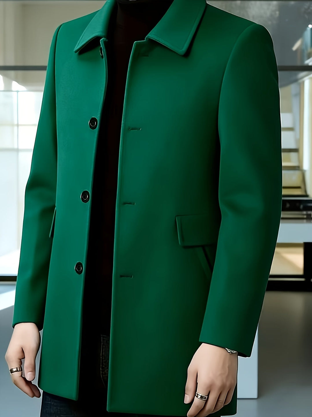 Single-Breasted Overcoat, Men's Refined Fit