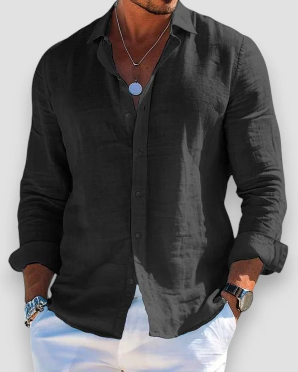 Casual Summer Long Sleeve Shirt for Men, Plus Size