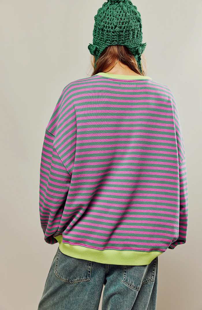 Striped Round-Neck Pullover for Women