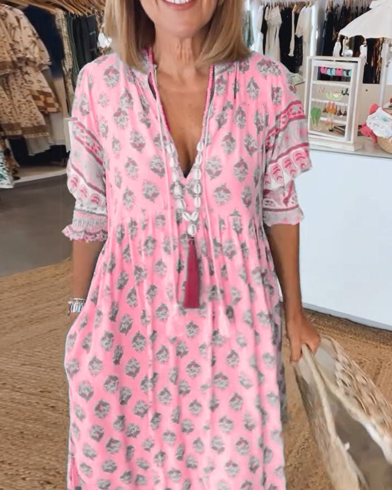 Chic Floral V-Neck Dress for Women