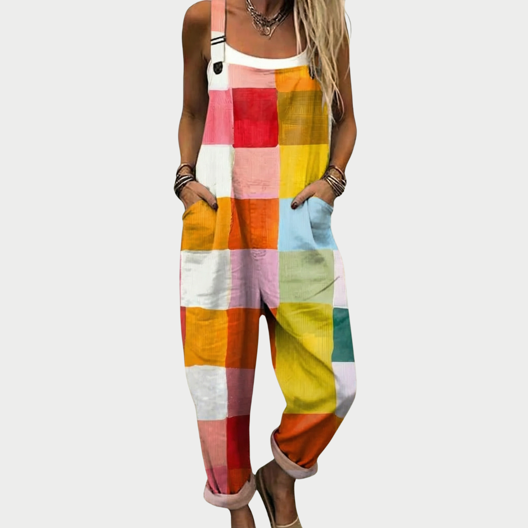 Stylish Checkered Multi Patch Jumpsuit for Women