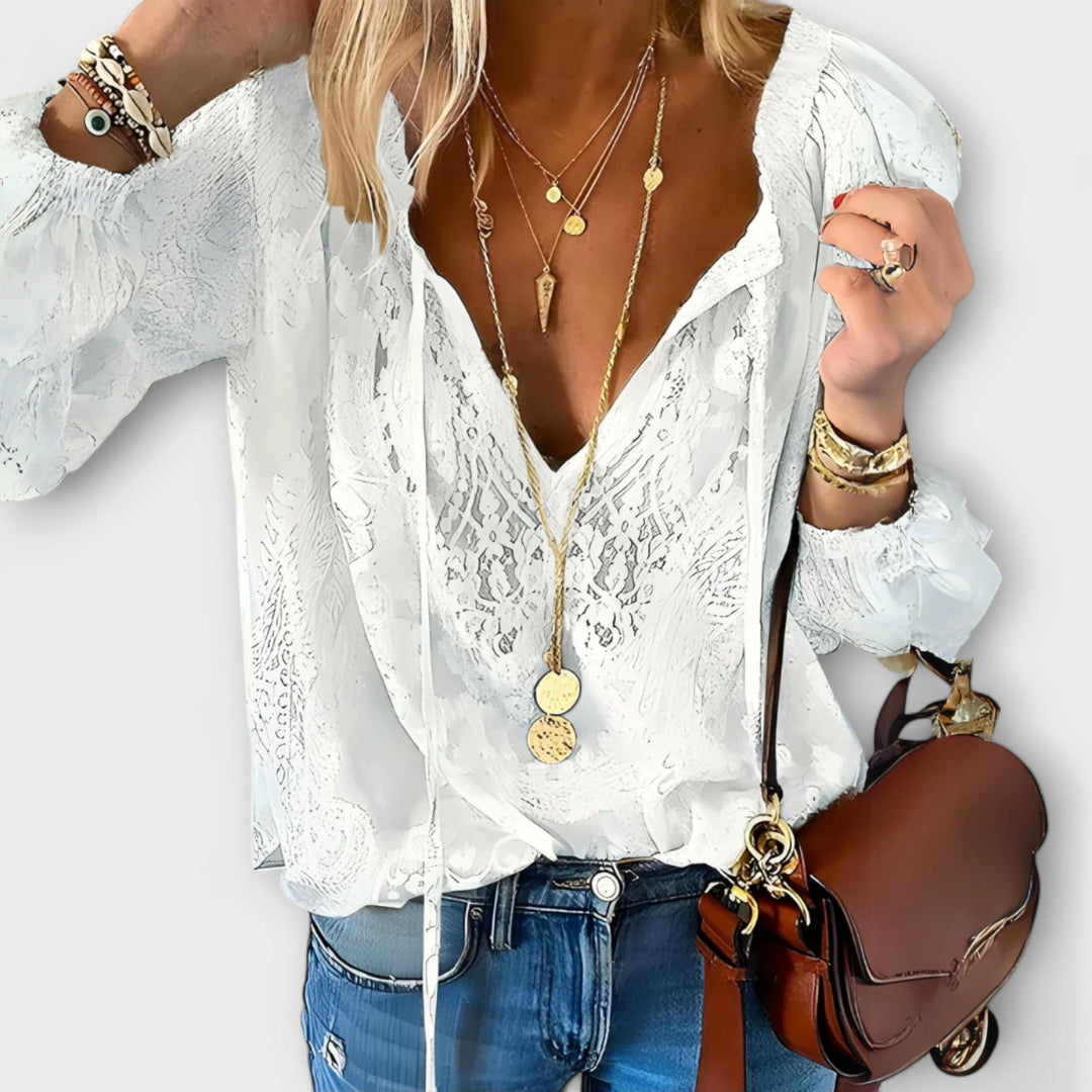 Romantic Tie-Neck Blouse for Women