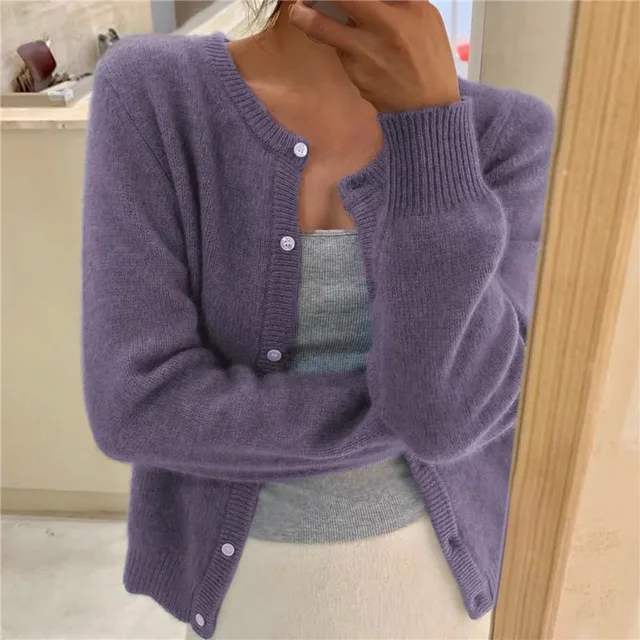 Button-Front Cardigan for Women, Soft Style
