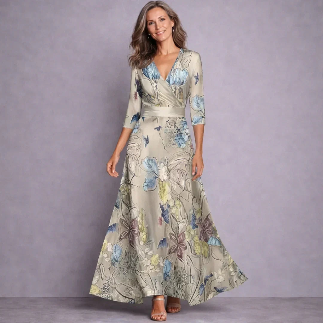 Mid Sleeve Maxi Dress, Women's Elegant Fit
