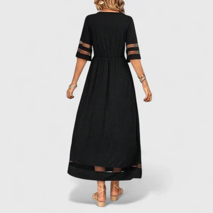Elegant Round Neck Mid Sleeve Dress for Women, Plus Size