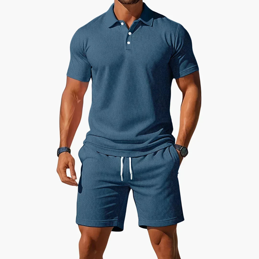 Summer Polo & Shorts Set for Men, Plus Size