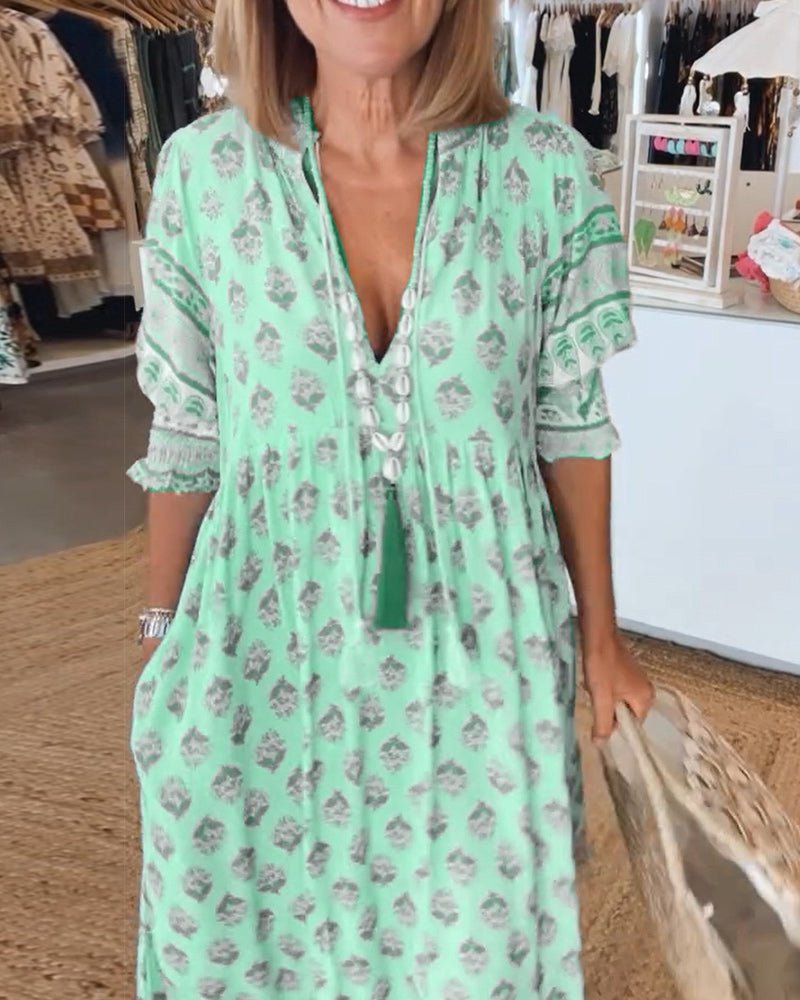 Chic Floral V-Neck Dress for Women
