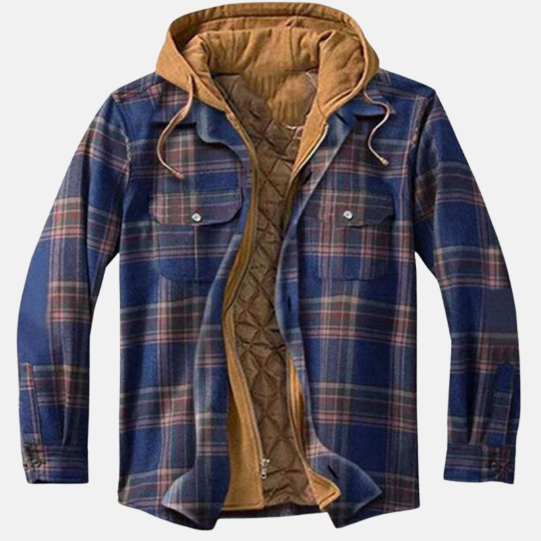 Hooded Plaid Jacket for Men, Rugged Style