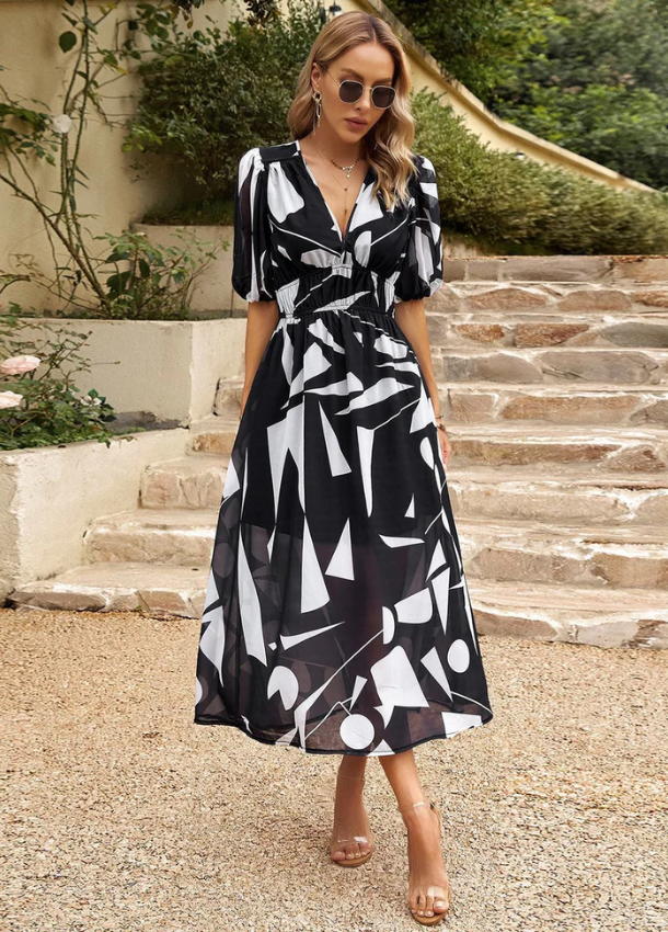 Floral Midi Dress, Women's Flattering Fit