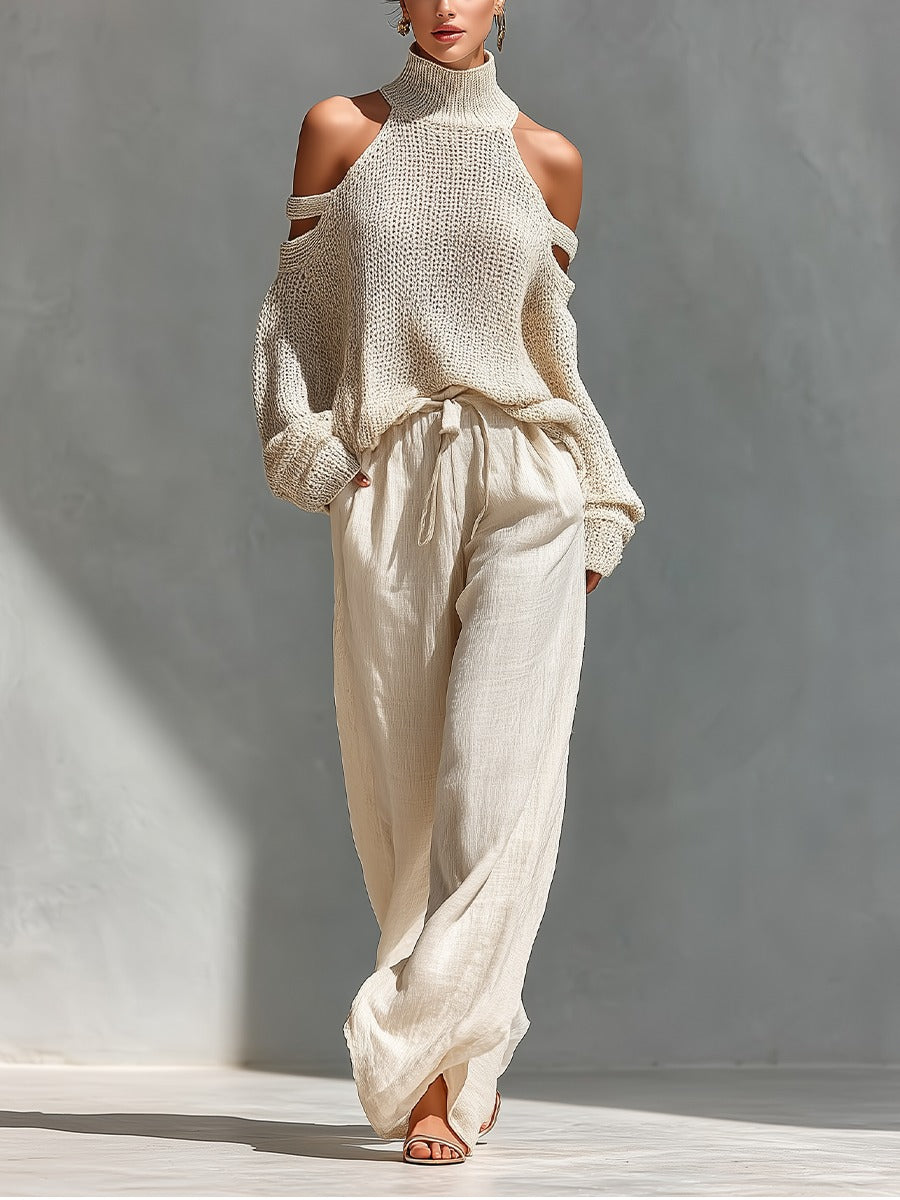 Cold-Shoulder Two-Piece Set for Women, Plus Size