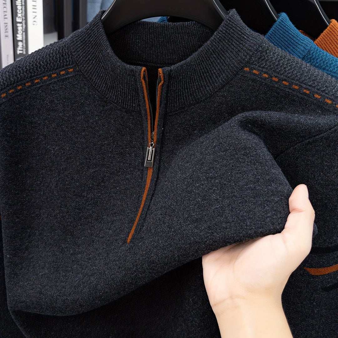 Half-Zip Mock Neck Sweater for Men
