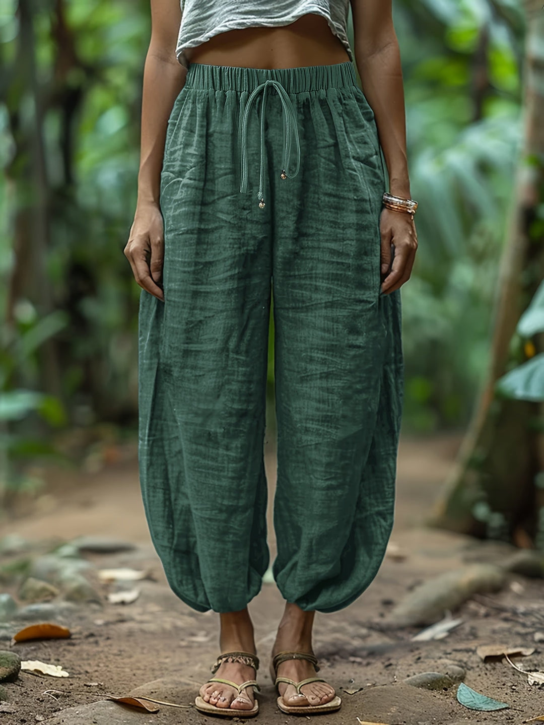 Drawstring Lantern Pants, Women's Relaxed Fit