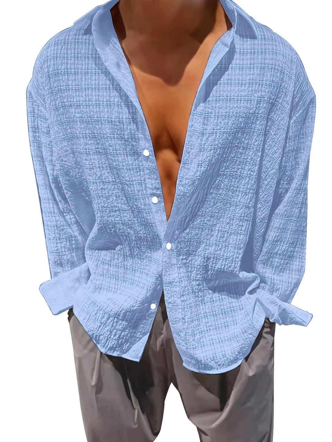 Relaxed Textured Long-Sleeve Shirt for Men