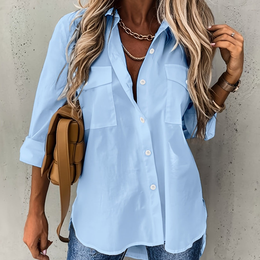 Button-Front Shirt for Women, Relaxed Style